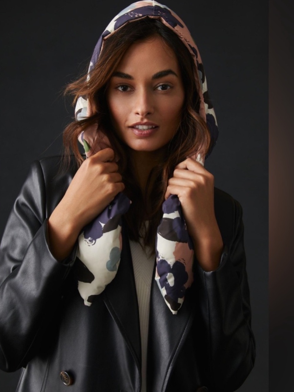 Maeve Anthropologie Printed Puffer Hooded Hat Outdoor Cold Weather